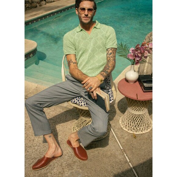 NWT Dandy Del Mar Pistachio Crochet Shirt Large - Picture 1 of 9